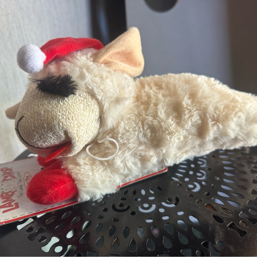Lamb Chop Plush Toy with Santa Hat